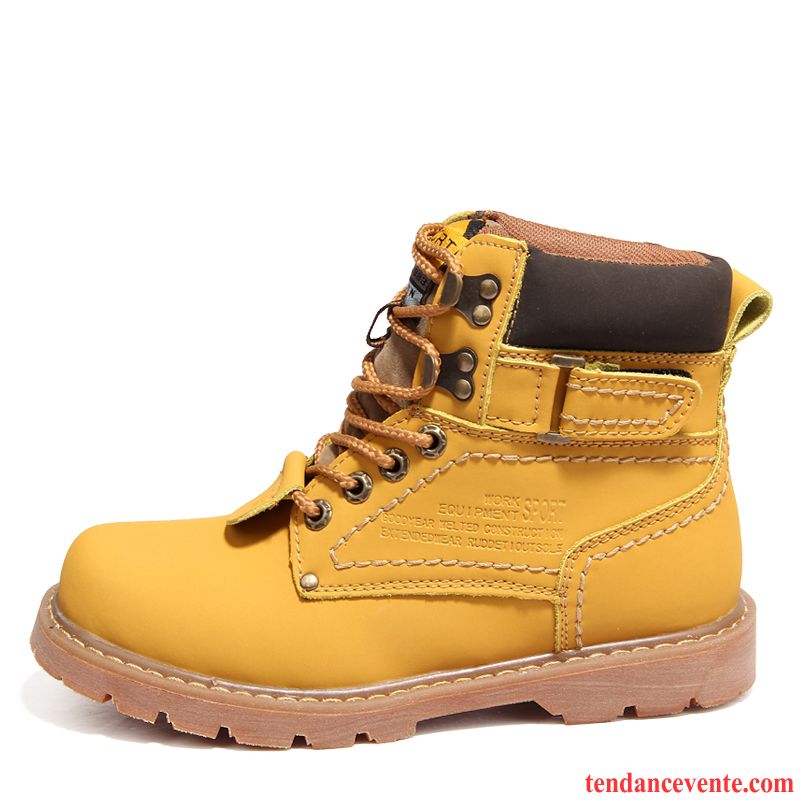 Bottines Homme Cuir Noir Jaune Gros Hiver Bureau Homme Hautes Cuir Véritable Marine