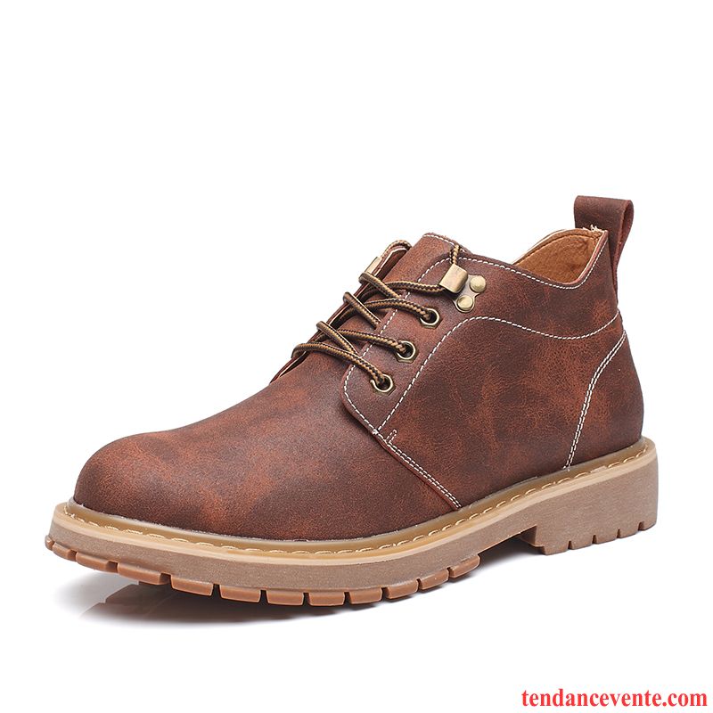 Bottines Homme Cuir Pas Cher Tendance Augmenté Décontractée Homme Chaussures De Travail Angleterre Printemps En Cuir Rétro