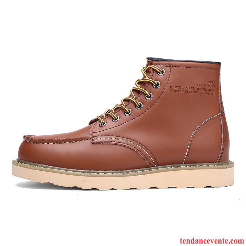 Bottines Homme Rock Hiver Chauds Hautes Bureau Chaussures En Coton Angleterre Cuir Véritable L'automne Plus De Velours Homme Tendance Lilas