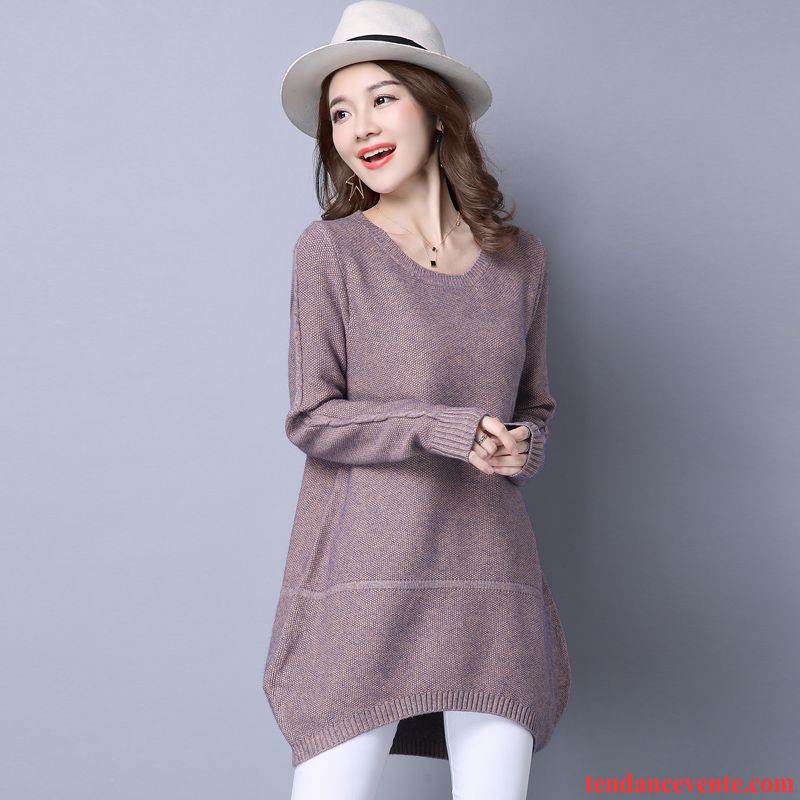 Cardigan Femme Grosse Maille Pullovers Tendance Longue Femme L'automne Hiver En Maille Baggy Chemise En Bas Beige Soldes