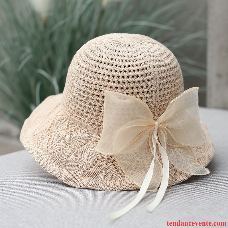 Casquette / Chapeau Femme Chapeau De Soleil Bord De Mer Crème Solaire Vacances Chapeau De Paille Voyage