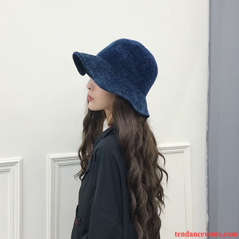 Casquette / Chapeau Femme L'automne Tendance Chapeau De Pêcheur All-match Art Rétro Bleu