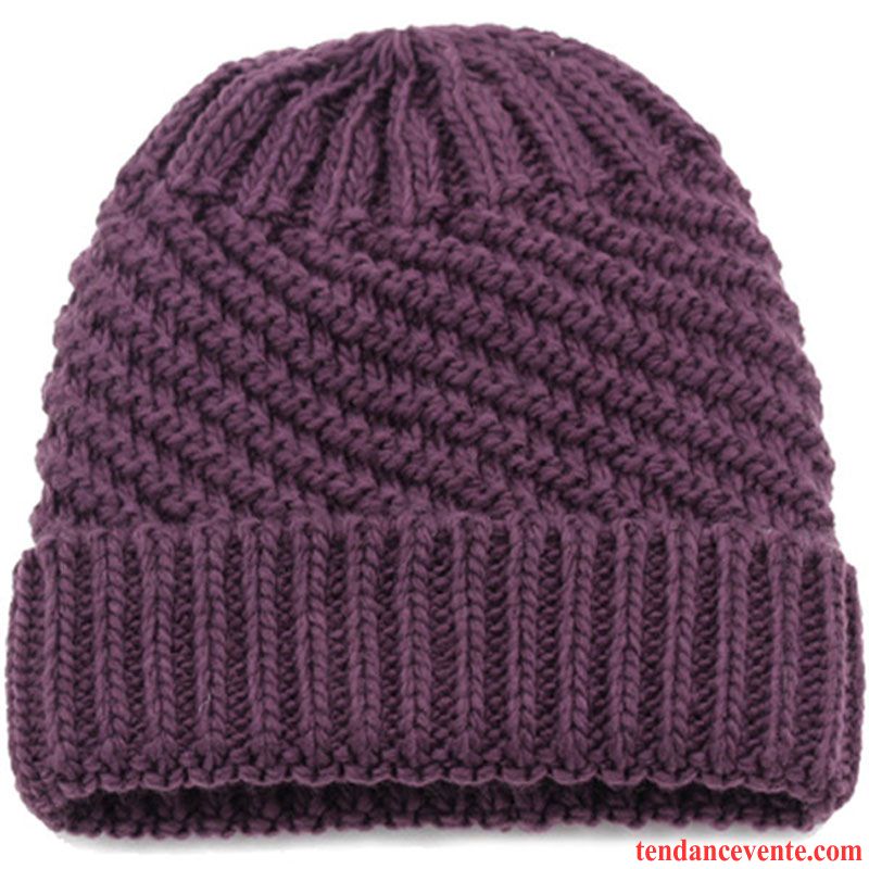 Casquette / Chapeau Femme Milieu Section Mince Bonnet Tricoté Printemps Personnes Âgées Bonnet De Laine Violet