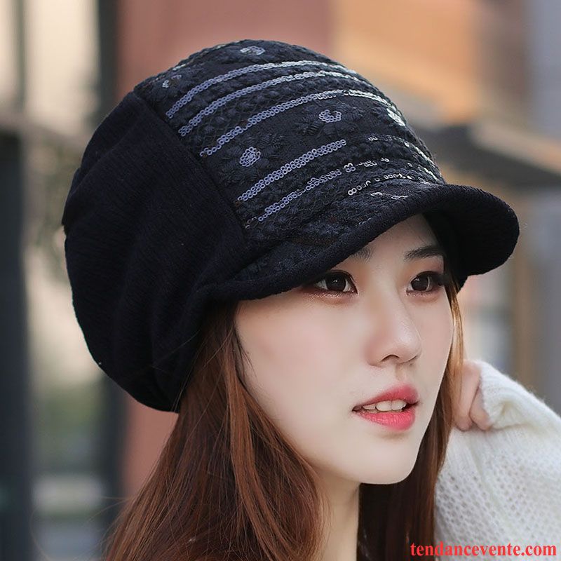 Casquette / Chapeau Femme Oreille Protectrice Tricot L'automne Maman Hiver Anis Étoilé Noir