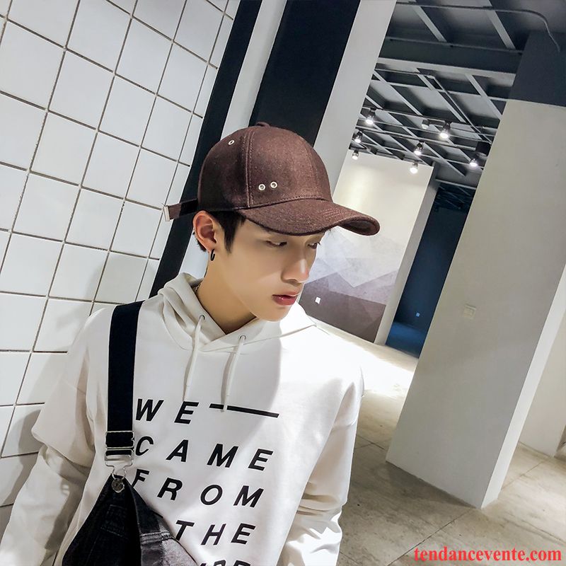 Casquette / Chapeau Homme All-match Simple Hip Hop Casquette De Baseball Hiver Mode Marron