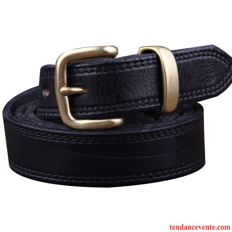 Ceinture Femme Doux Cuir Véritable Simple Cuir Pure Loisir All-match Noir