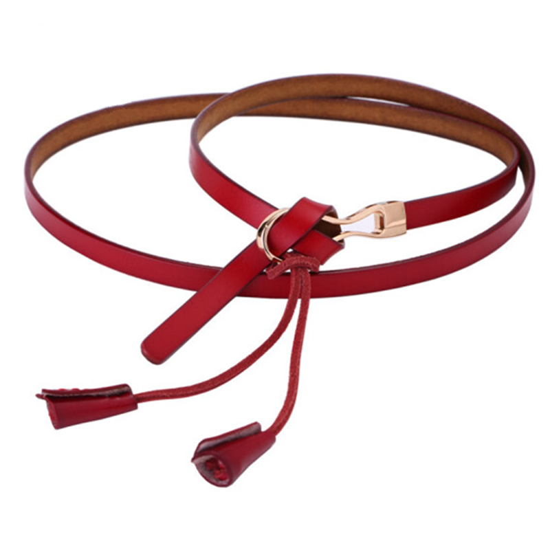 Ceinture Femme Manteau All-match Le Nouveau Décoration Petit Cuir Véritable Rouge