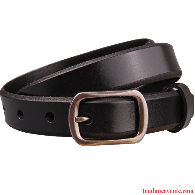 Ceinture Femme Modèles Féminins Pure Simple All-match Cuir De Vache Bien Noir