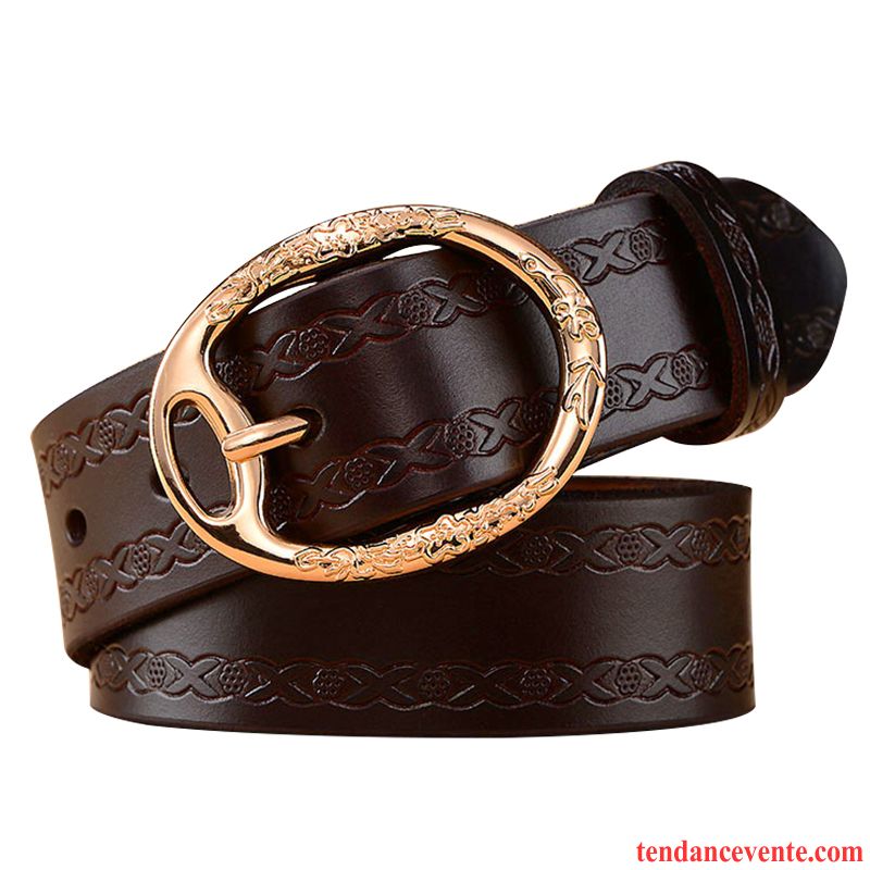 Ceinture Femme Étudiant All-match Décoration Loisir Rétro Boucle Brun