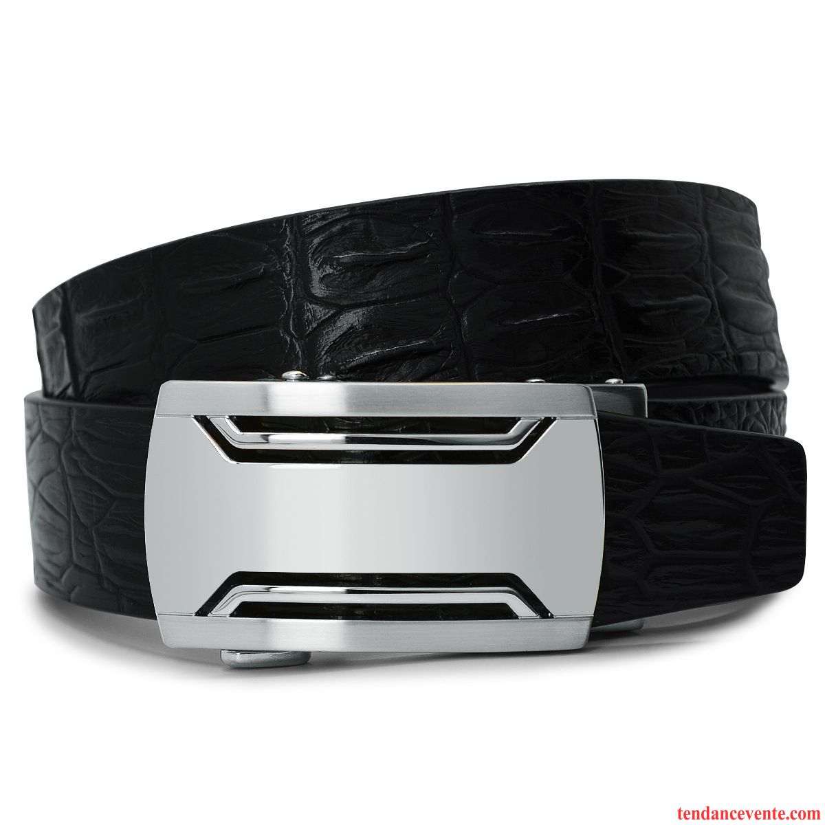 Ceinture Homme All-match Boucle Automatique Crocodile Modèle Entreprise Cuir De Vache Personnalité Noir