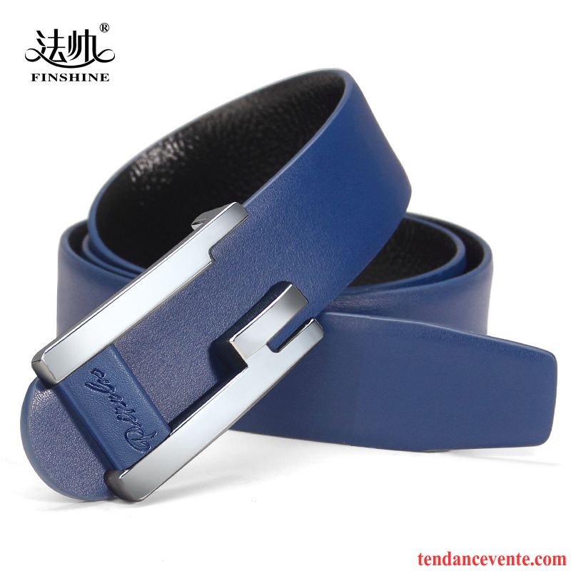 Ceinture Homme Jeune Loisir Cuir Véritable Étudiant Jeunesse Tendance Bleu