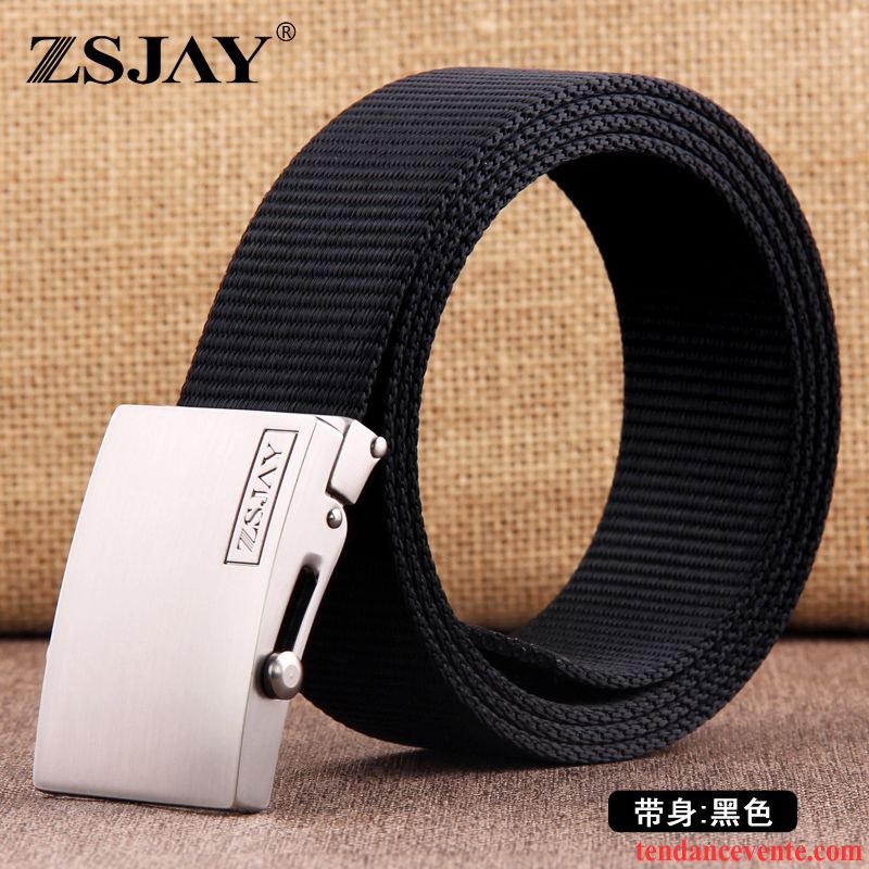 Ceinture Homme Tactique Loisir De Plein Air Tissage Lisse Toile Noir