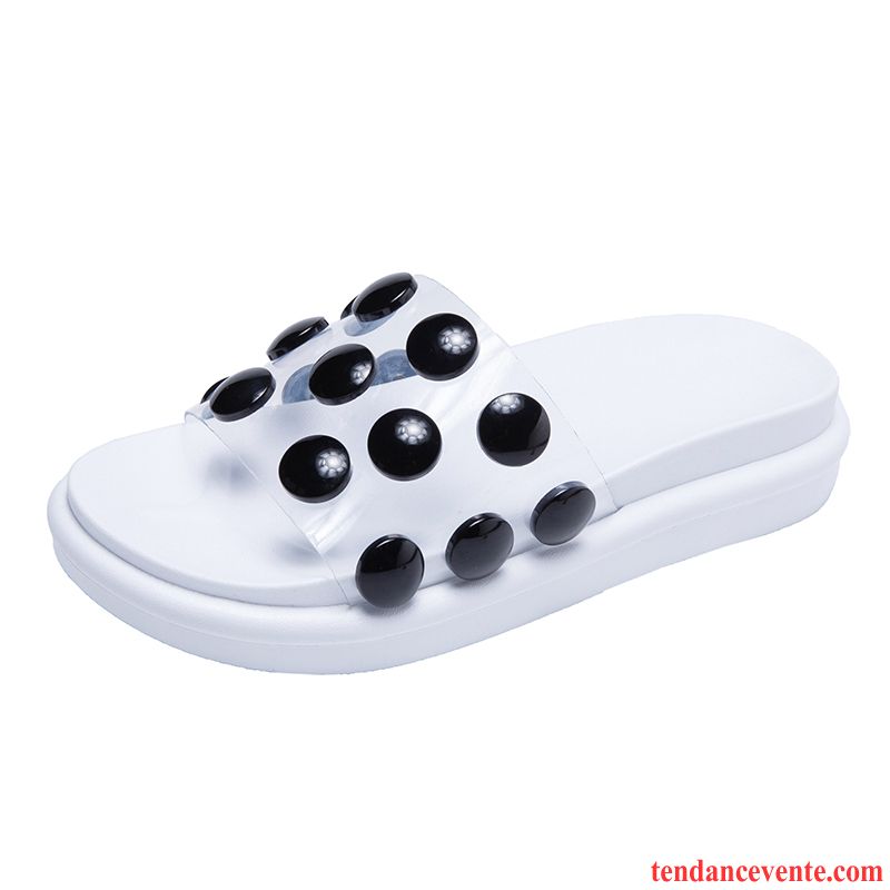 Chaussons Femme Antidérapant Enceintes Tous Les Assortis Plates Été Mode Blanc