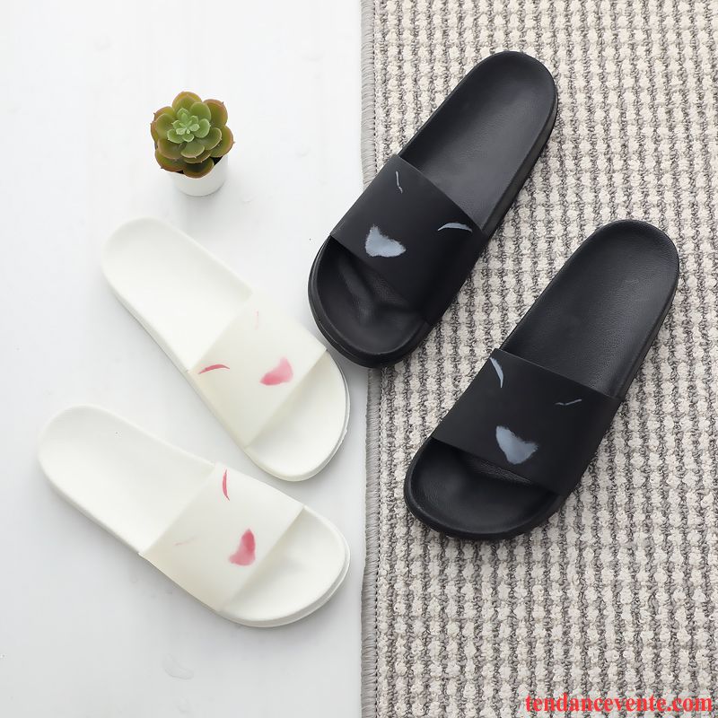 Chaussons Femme Antidérapant Mode Été Semelle Doux Fantaisie Noir