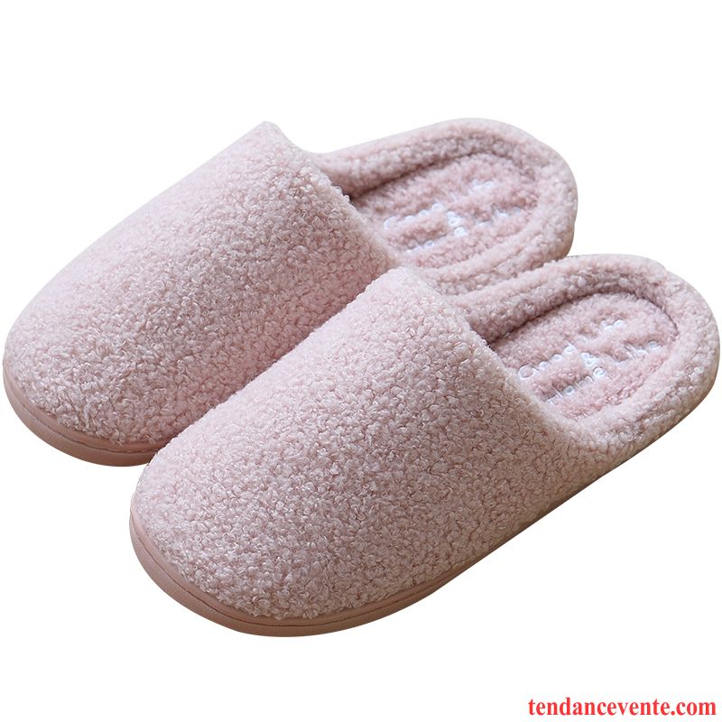 Chaussons Femme L'automne Matelassé Chauds Hiver Fantaisie Antidérapant Rose