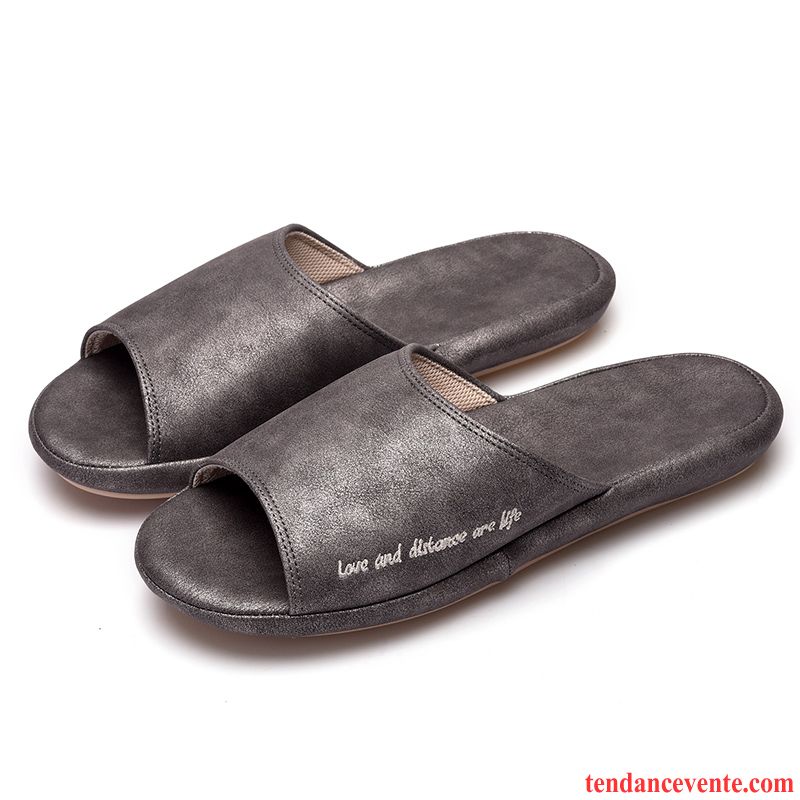 Chaussons Tongs Homme Antidérapant Femme Simple Fantaisie Imperméable Toutes Les Saisons Gris