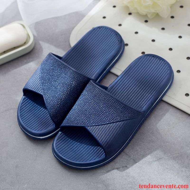 Chaussons Tongs Homme Antidérapant Fleur Fantaisie Été Bleu Foncé