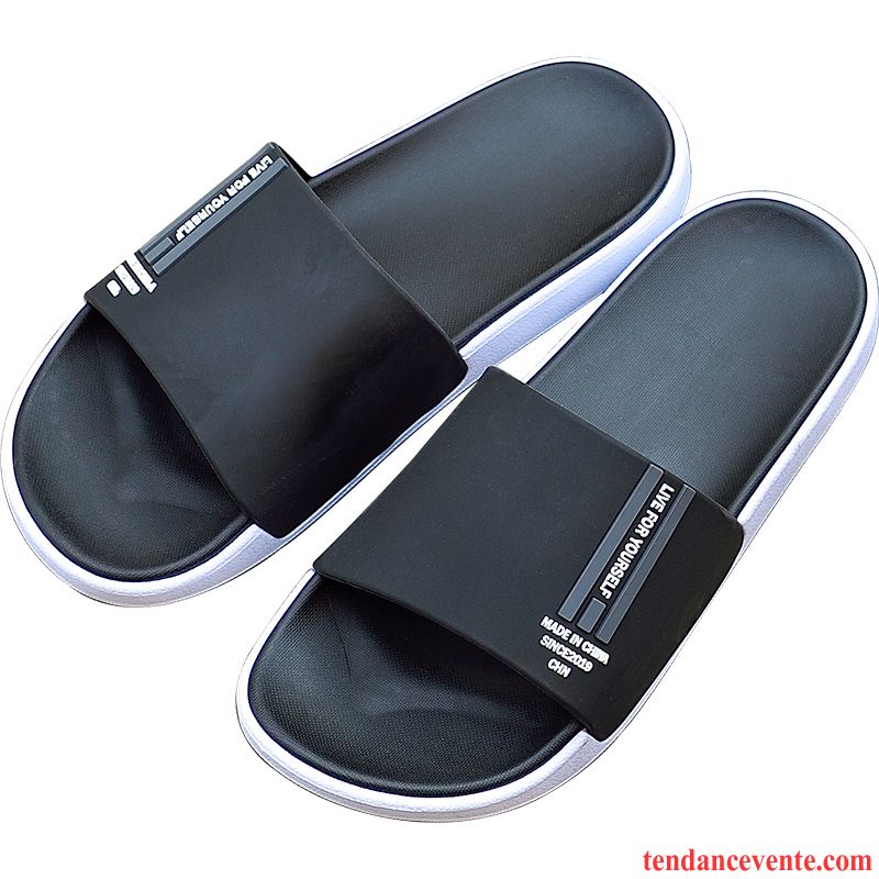 Chaussons Tongs Homme Antidérapant Mode Tendance Femme Semelle Épaisse Été Noir