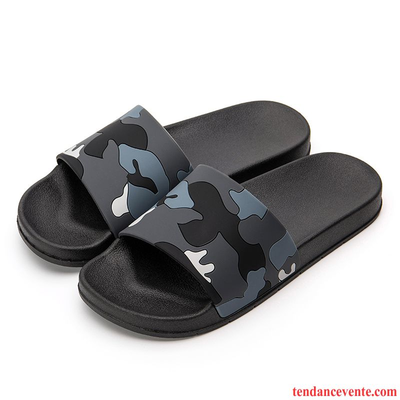 Chaussons Tongs Homme Antidérapant Été Plage Sandales Fantaisie Tendance Noir