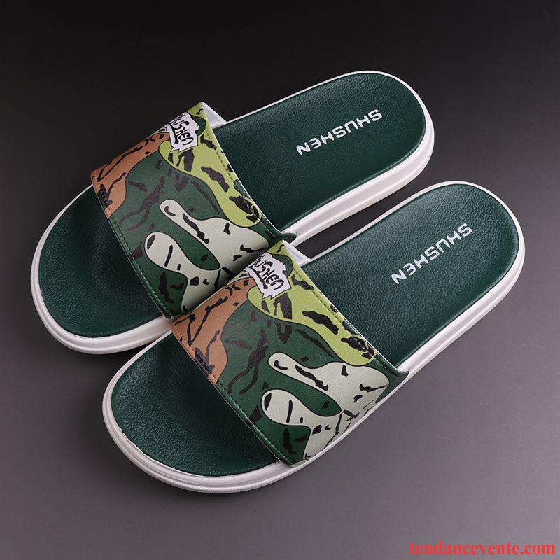 Chaussons Tongs Homme Antidérapant Été Tendance Mode Vert