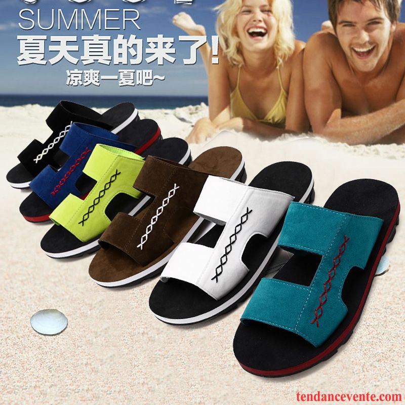 Chaussons Tongs Homme Décontractée Été Plage Tendance Vert