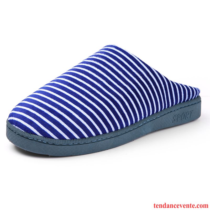 Chaussons Tongs Homme Matelassé Hiver Antidérapant Femme Fantaisie Bleu