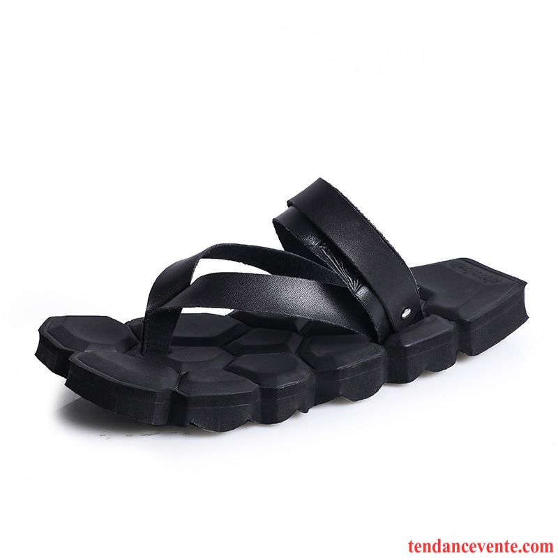 Chaussons Tongs Homme Mode Porter Sandales Été Tendance Plage Noir