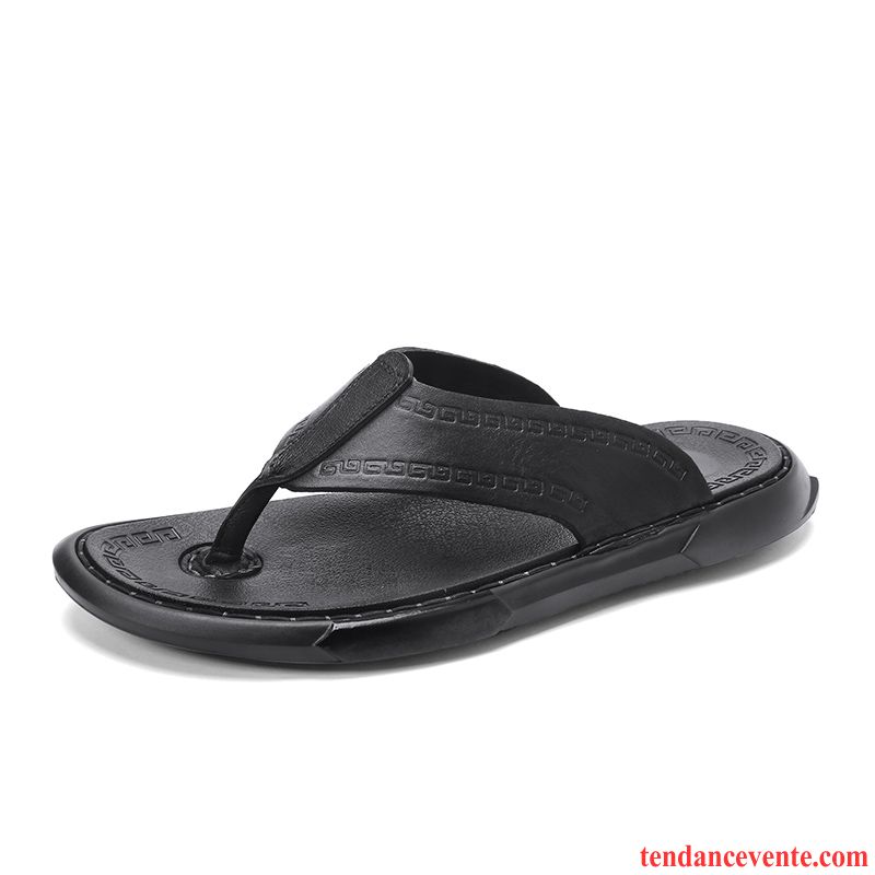 Chaussons Tongs Homme Mode Sandales Tendance Jeunesse Été Antidérapant Noir