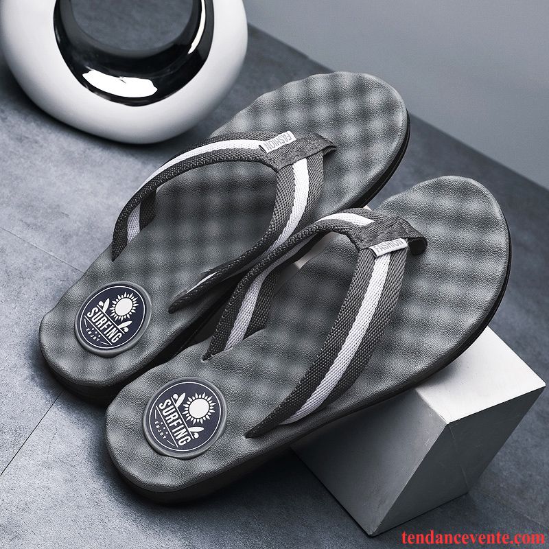 Chaussons Tongs Homme Mode Semelle Épaisse Antidérapant Tendance Plage Fantaisie Gris