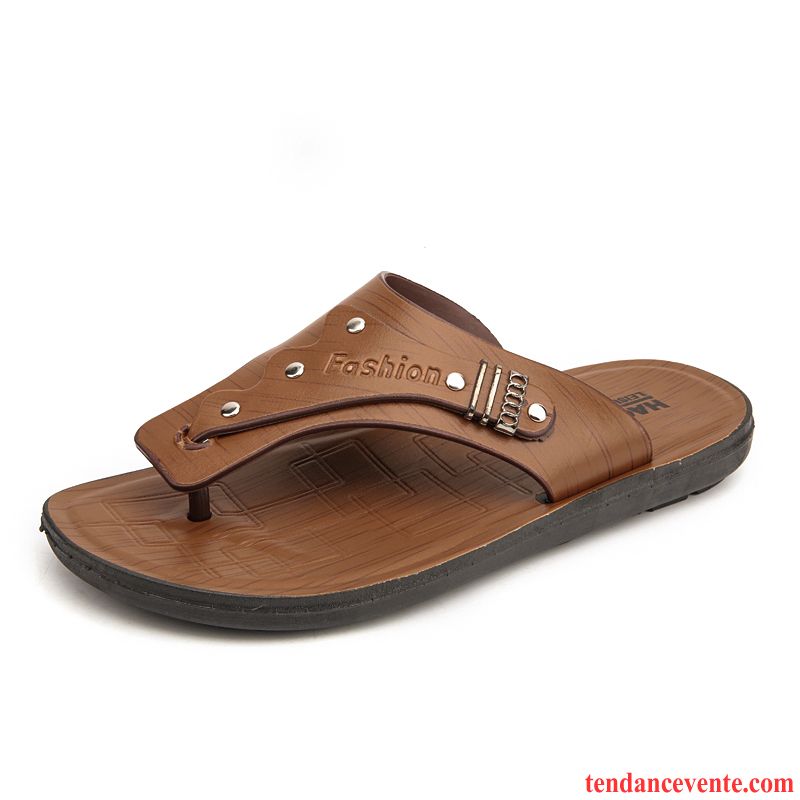 Chaussons Tongs Homme Mode Été Tendance Plage Antidérapant Marron