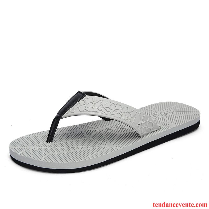 Chaussons Tongs Homme Personnalité De Plein Air Étudiant Plage Antidérapant Tendance Gris