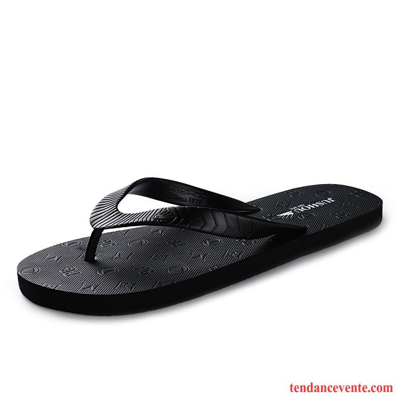 Chaussons Tongs Homme Personnalité Mode Plage Été Tendance Antidérapant Noir