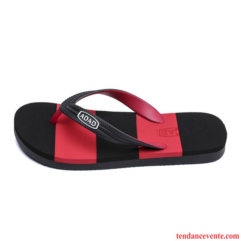 Chaussons Tongs Homme Plage Mode Décontractée Personnalité Été Semelle Doux Rouge