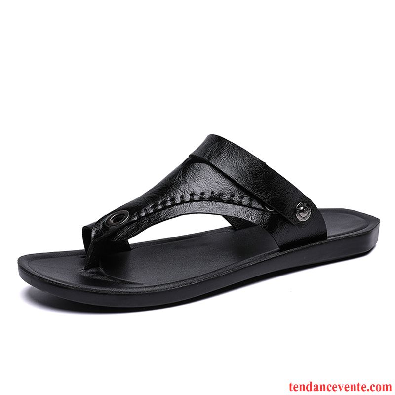 Chaussons Tongs Homme Plage Sandales Antidérapant Été Tendance Respirant Noir