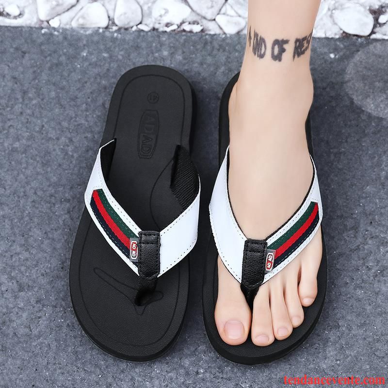 Chaussons Tongs Homme Plage Tendance Été Antidérapant Mode Personnalité Blanc