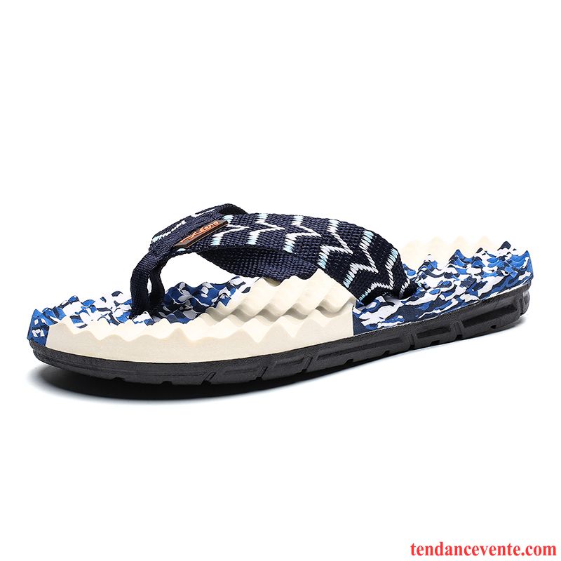 Chaussons Tongs Homme Plage Été Mode Tendance Antidérapant Semelle Doux Bleu