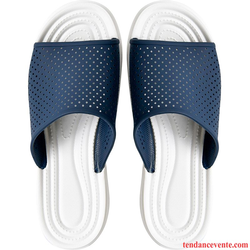 Chaussons Tongs Homme Plage Été Semelle Épaisse Femme Semelle Doux Décontractée Bleu