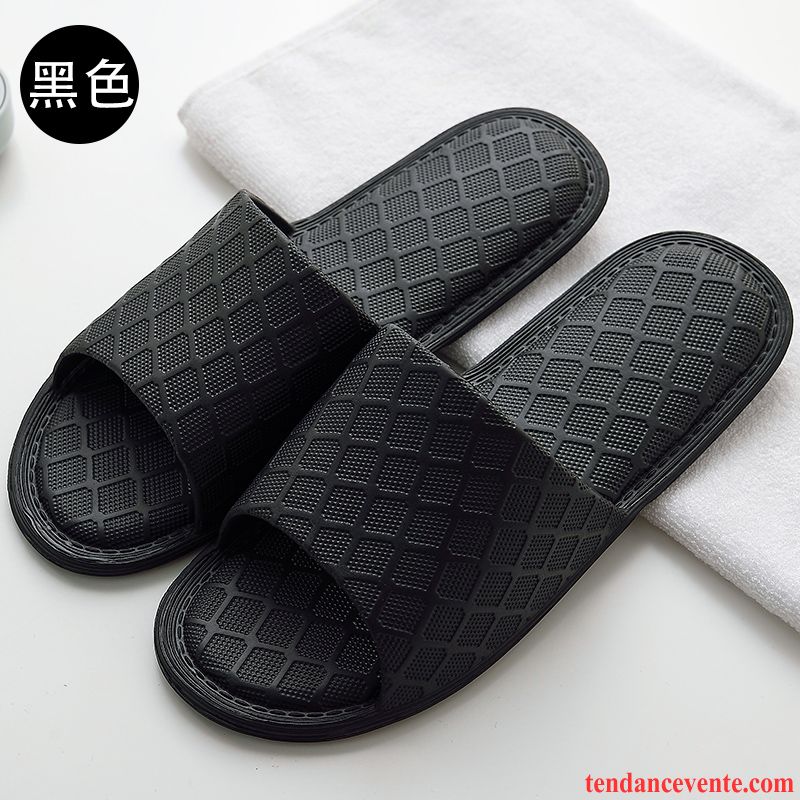 Chaussons Tongs Homme Portable Antidérapant Toutes Les Saisons Femme Été Ultra Noir