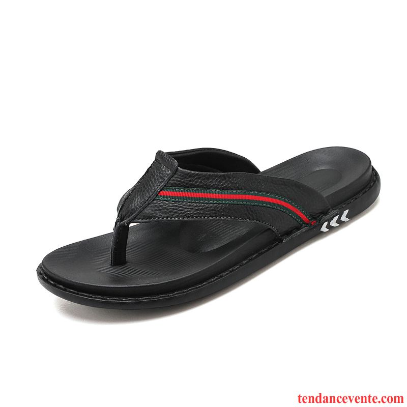 Chaussons Tongs Homme Sandales Plage Été Décontractée Antidérapant Tendance Noir