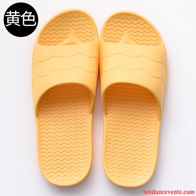 Chaussons Tongs Homme Semelle Doux Antidérapant Femme Été Fantaisie Jaune