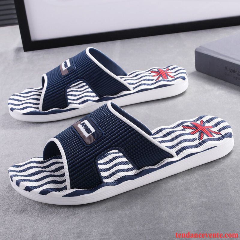 Chaussons Tongs Homme Semelle Doux Antidérapant Tendance Mode Été Décontractée Bleu