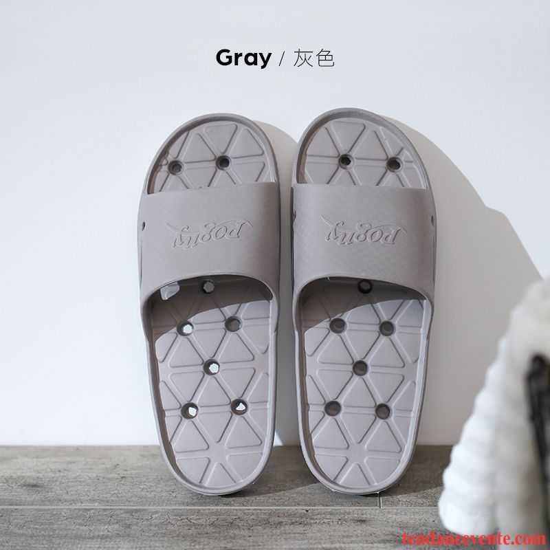 Chaussons Tongs Homme Semelle Doux Fantaisie Femme Antidérapant Été Gris