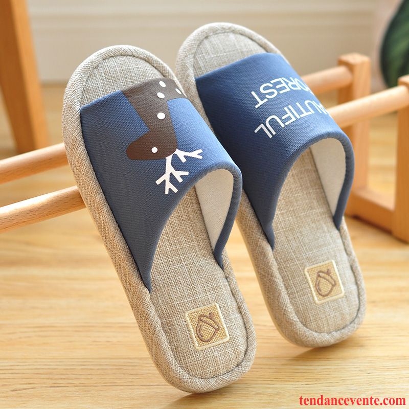 Chaussons Tongs Homme Semelle Doux Semelle Épaisse Printemps Toutes Les Saisons Matelassé Été Bleu