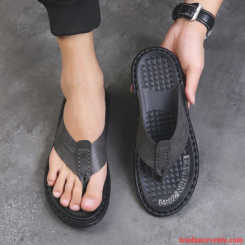 Chaussons Tongs Homme Taillissime Tendance Respirant Antidérapant Plage Décontractée Noir