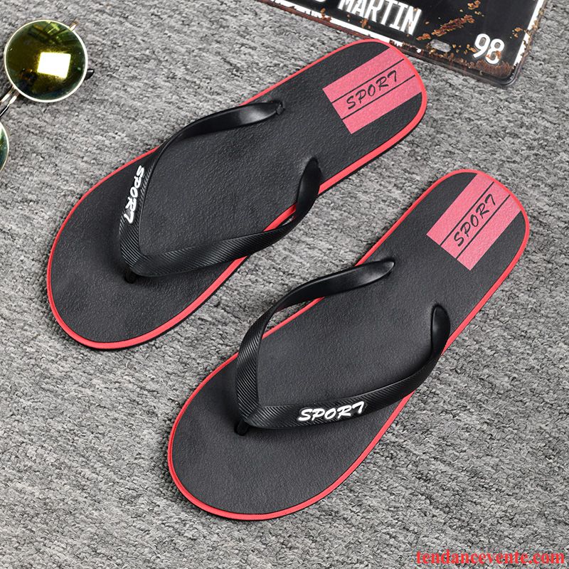 Chaussons Tongs Homme Tendance Antidérapant Léger Décontractée Plage Mode Noir