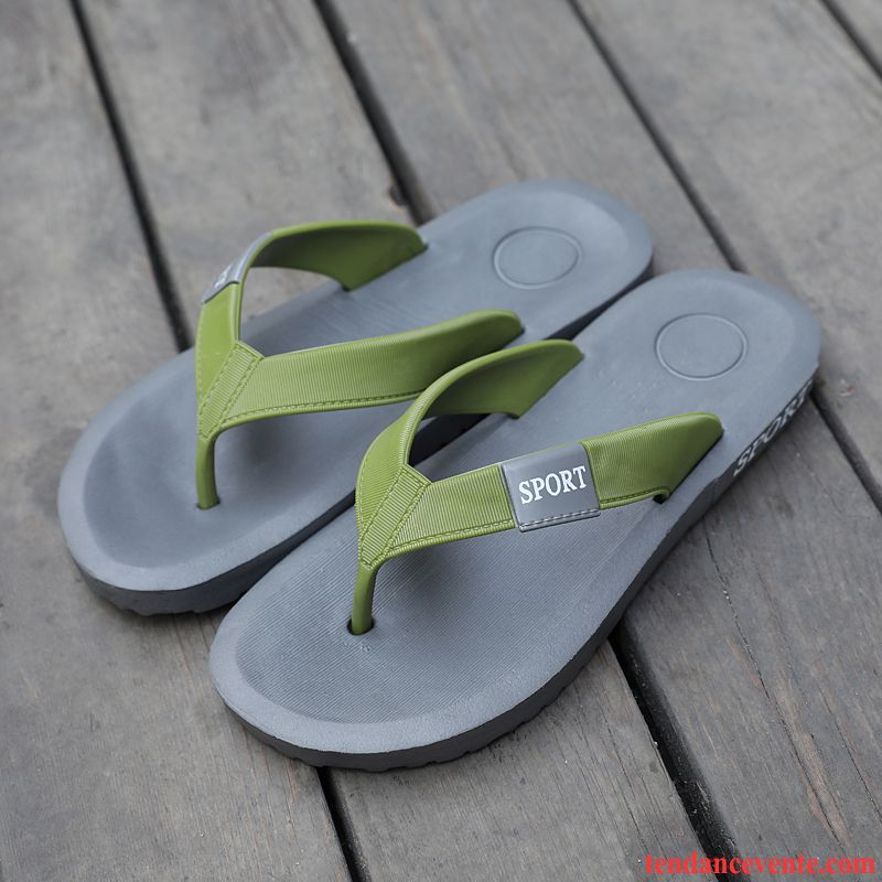 Chaussons Tongs Homme Été Décontractée Plage À Gué Tendance Vert