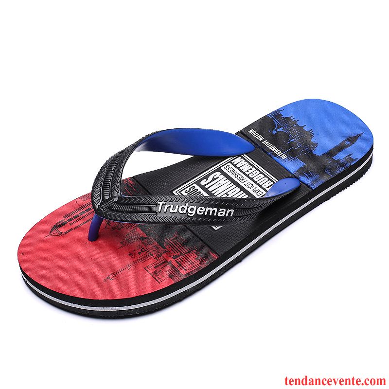 Chaussons Tongs Homme Été Plage Personnalité Mode Tendance Rouge