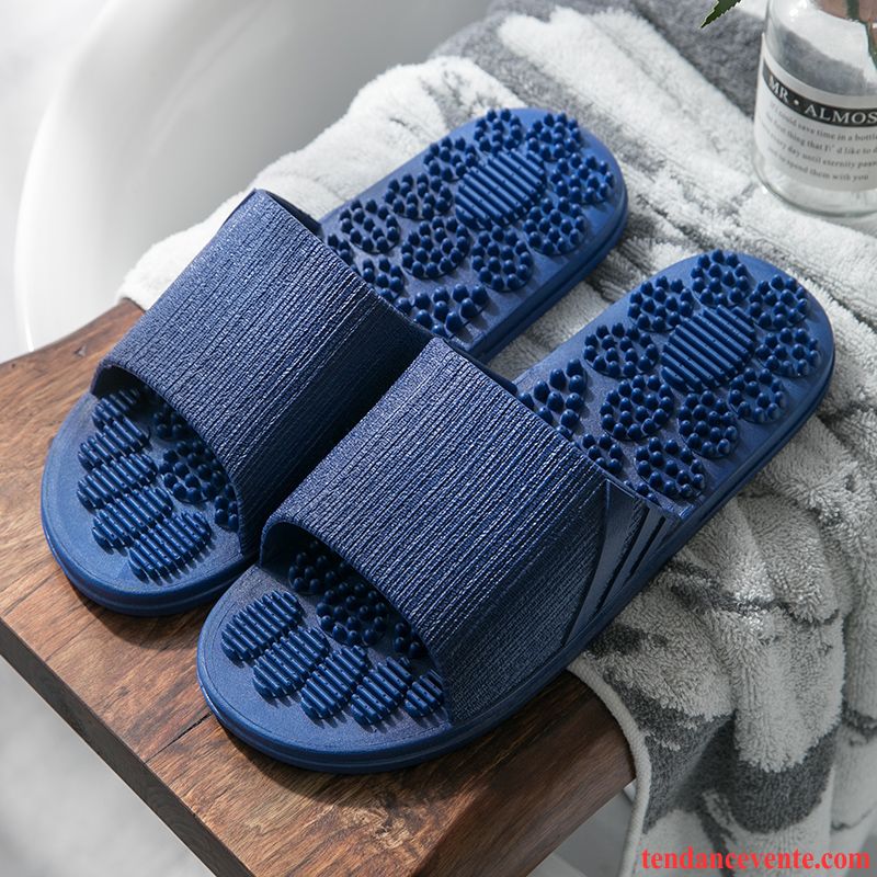 Chaussons Tongs Homme Été Sandales Antidérapant Semelle Doux Plage Bleu