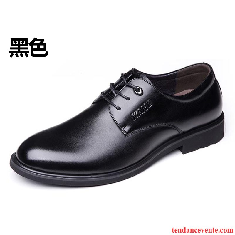 Chaussure Derbies Homme Ete Cuir Véritable Noir Angleterre Homme Printemps Pointe Pointue Augmenté Entreprise Lilas