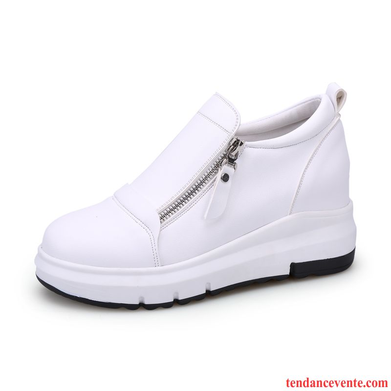 Chaussure Mocassin Femme Slip-on Femme Augmenté Blanc Printemps Derbies Semelle Épaisse L'automne